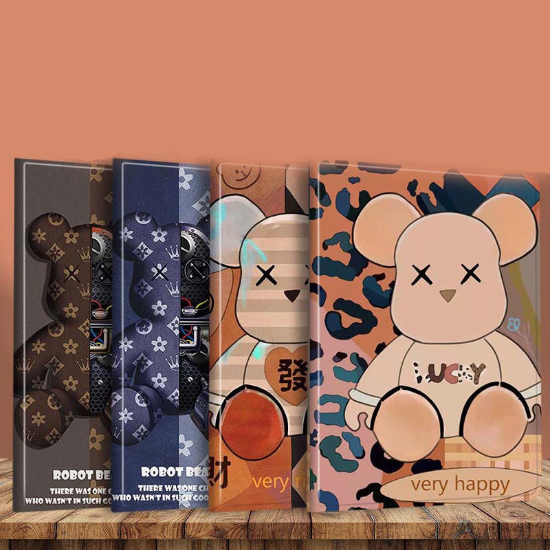 kaws LV ipad10thpro2022air5 case brand bearbrick bear xx leather notebook cover