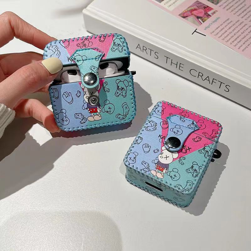 kaws airpods pro 2 2022 3 case luxury disney leather stitich TWS earbuds logo cover