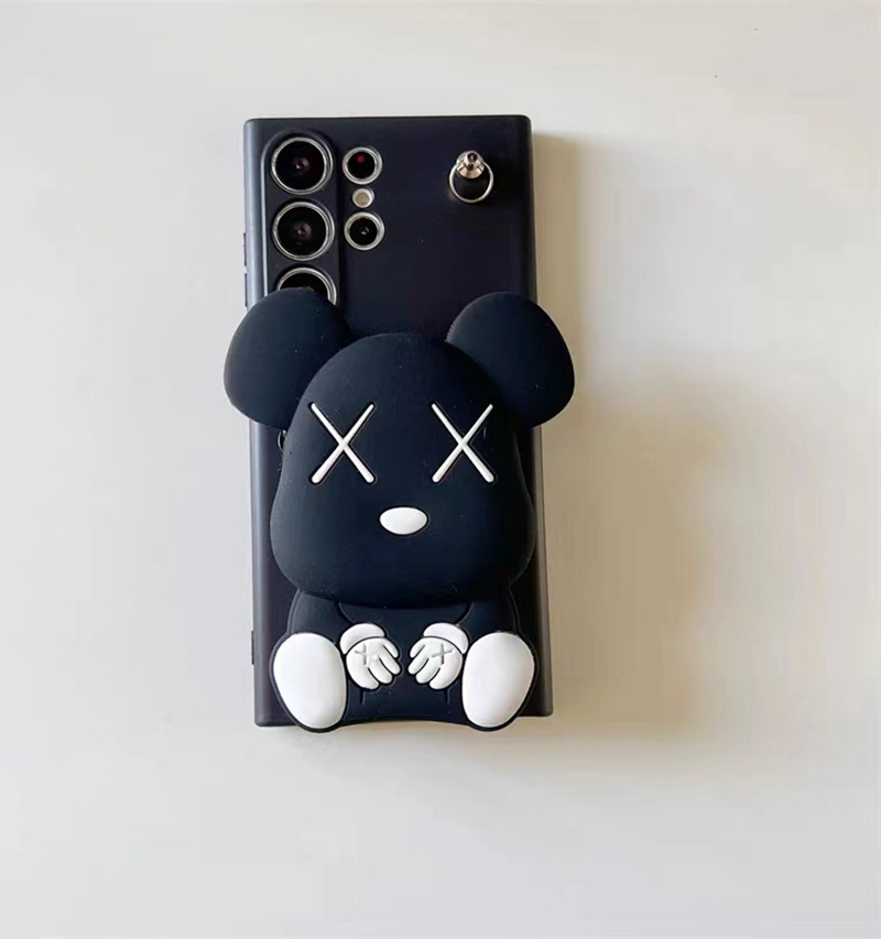 Kaws luxury monogram bear print pocket strap silicon galaxy s23+ plus ultra cover