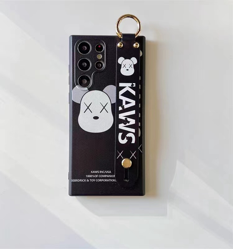 Kaws luxury bear print Galaxy S23+Plus Ultra handband stand ring monogram case cover