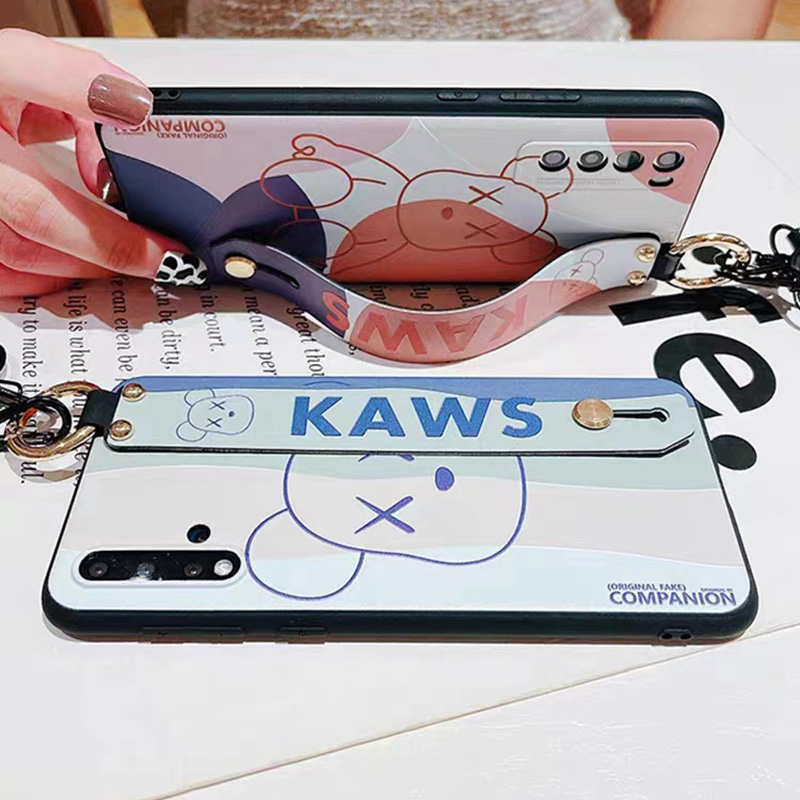 Kaws luxury bear strap handband stand ring monogram elegant hang Galaxy S23+Plus Ultra A54 5G case