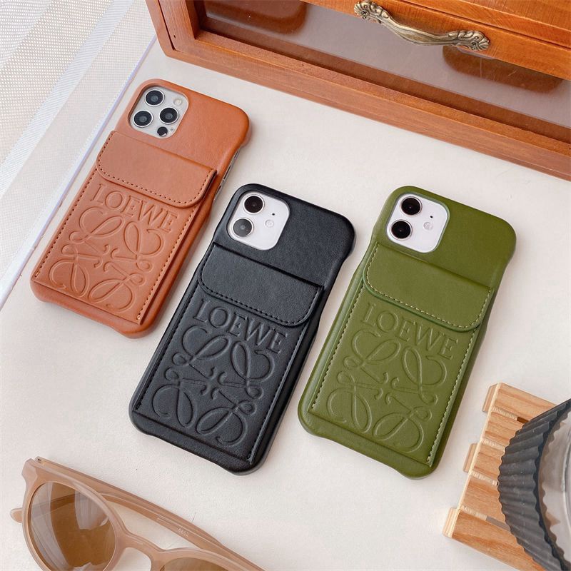 Loewe luxury iphone 14 pro max 14 plus case monogram leather card bag women ladies men cover