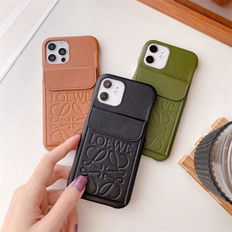 Loewe monogram leather card bag luxury iphone 14 pro max 14 plus case women ladies men cover