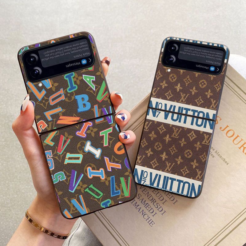 Louis Vuitton leather Galaxy Z Flip 5 4 Case lv fashion monogram luxury Samsung Case Shookproof Protection Stylish Cover