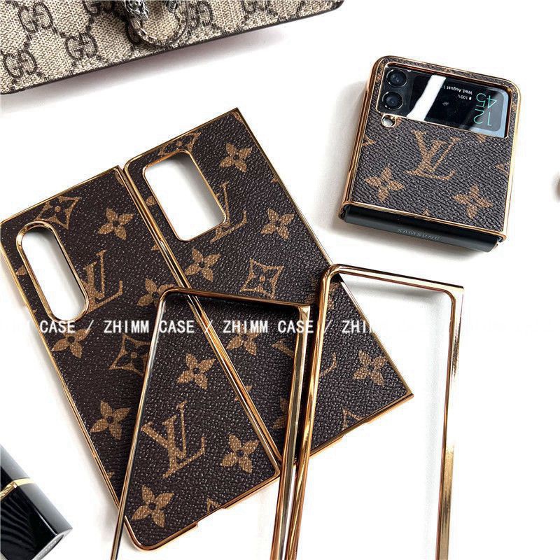 LV luxury leather galaxy z flip fold 4 Case lv monogram fashion Cover