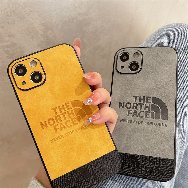 the north face iphone 14 pro max plus case luxury leather logo cover