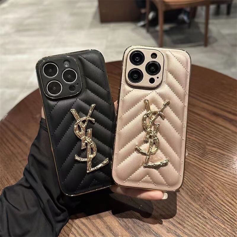YSL Luxury iPhone 17 16 15 Pro max 14 13 Case Back 